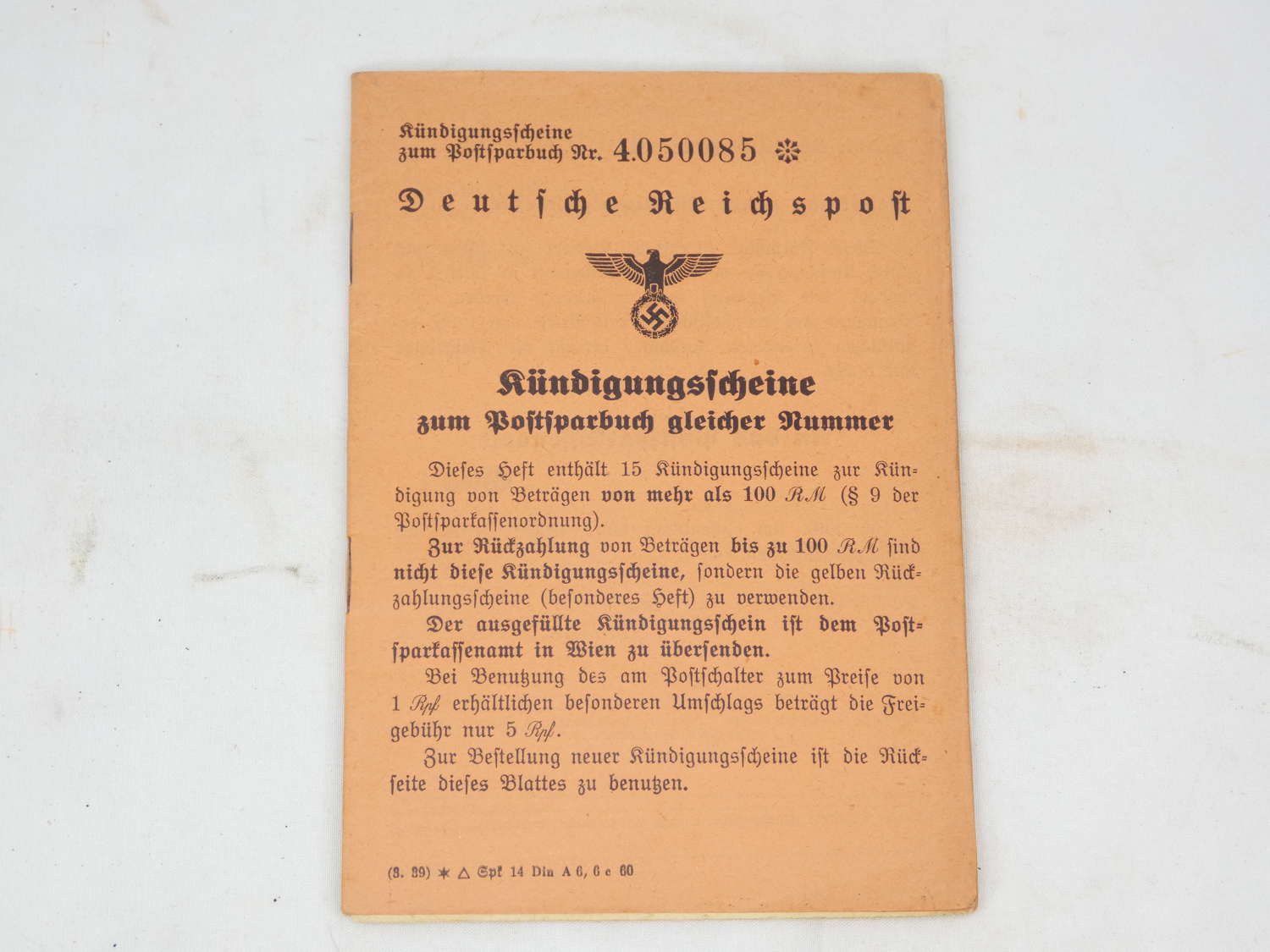 WW2 German Reichspost Postal Savings Book