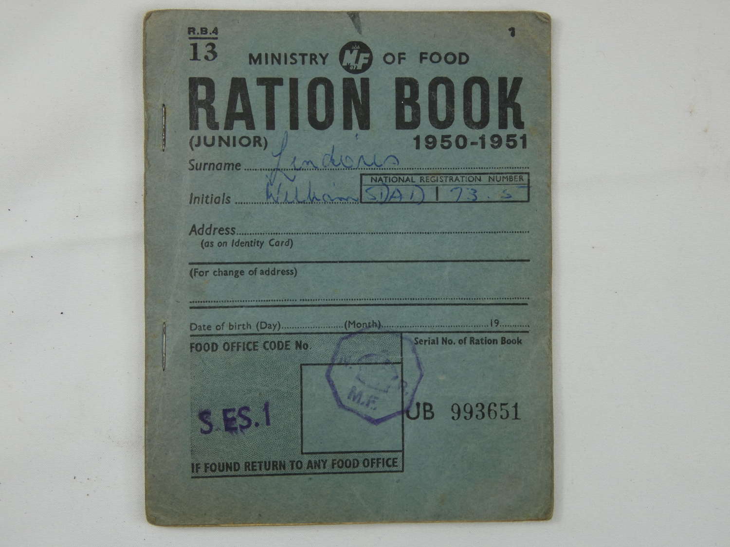 WW2 British Post War Ration Book