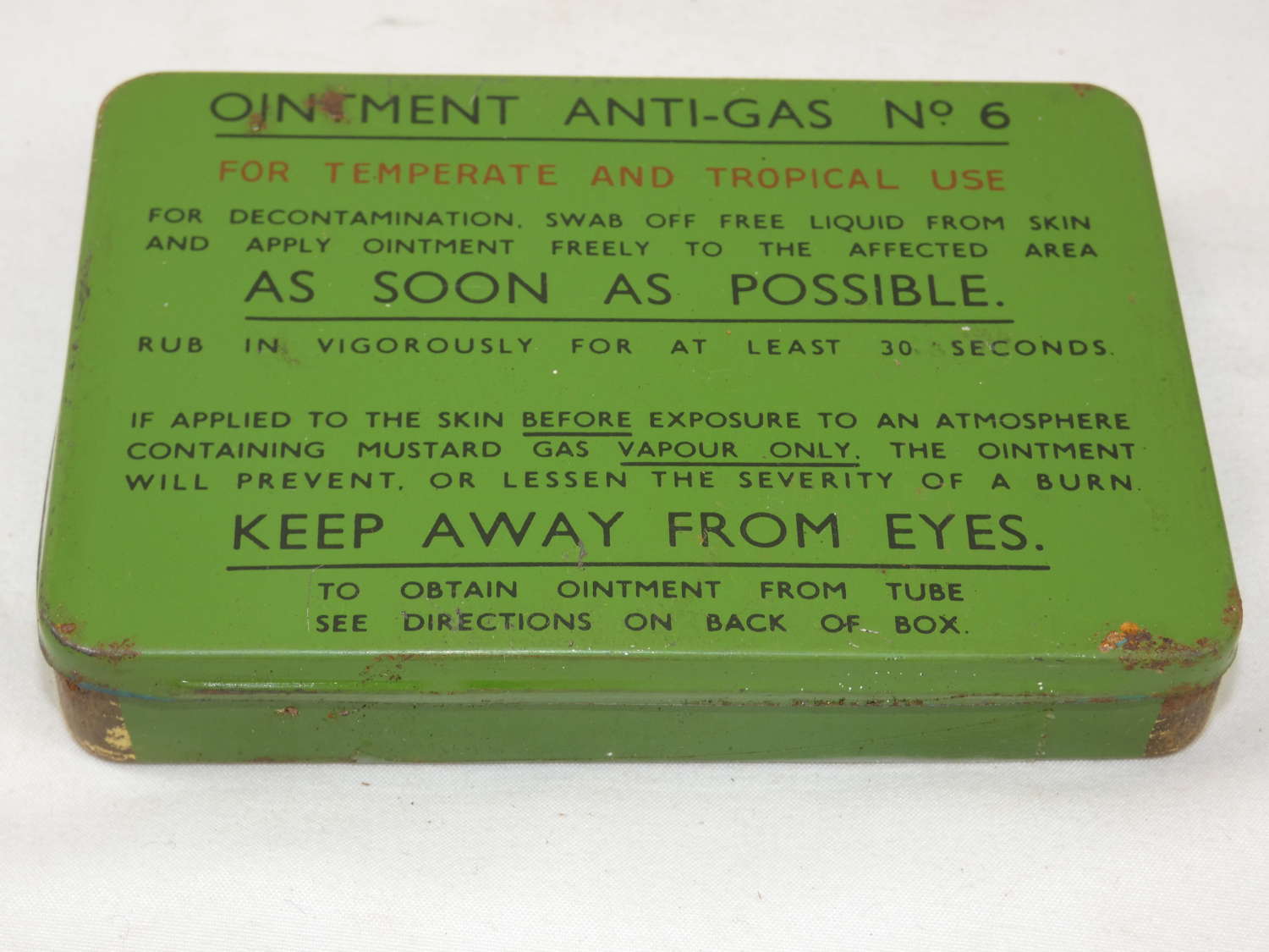 Post War Rare Tin Of British Anti-Gas Ointment No6 Tubes