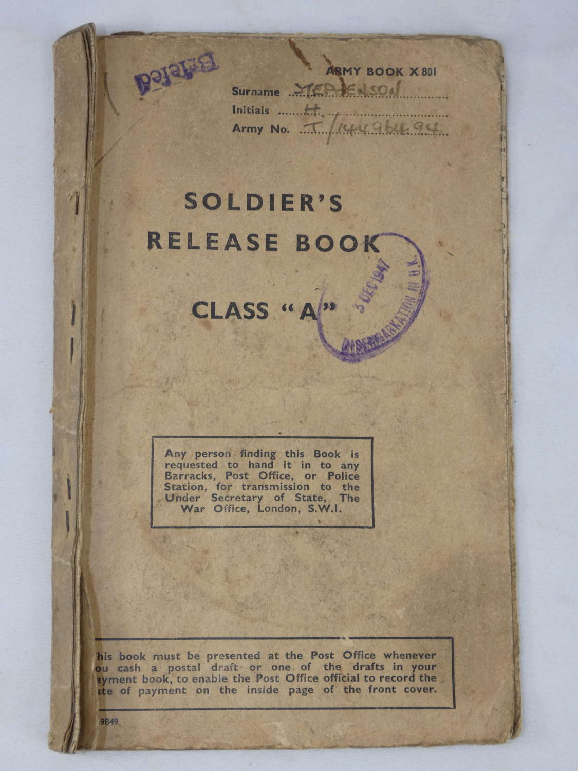 British WW2 Soldiers Release Book