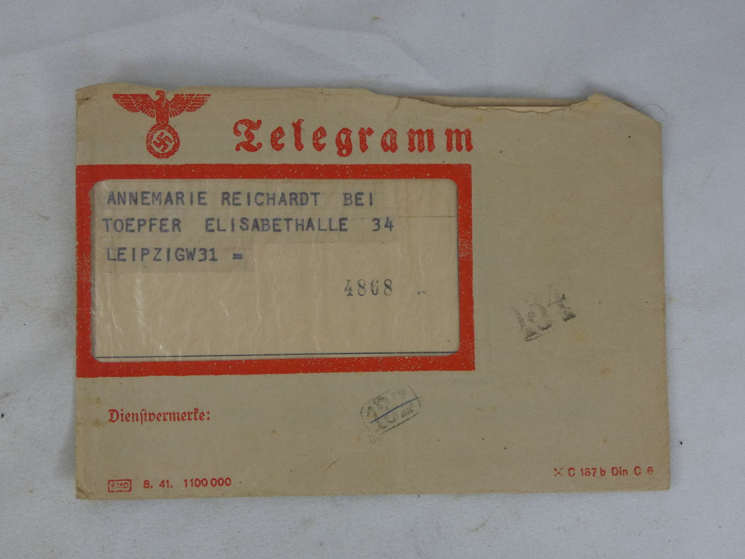 WW2 Deutsche Reichpost Complete Telegram