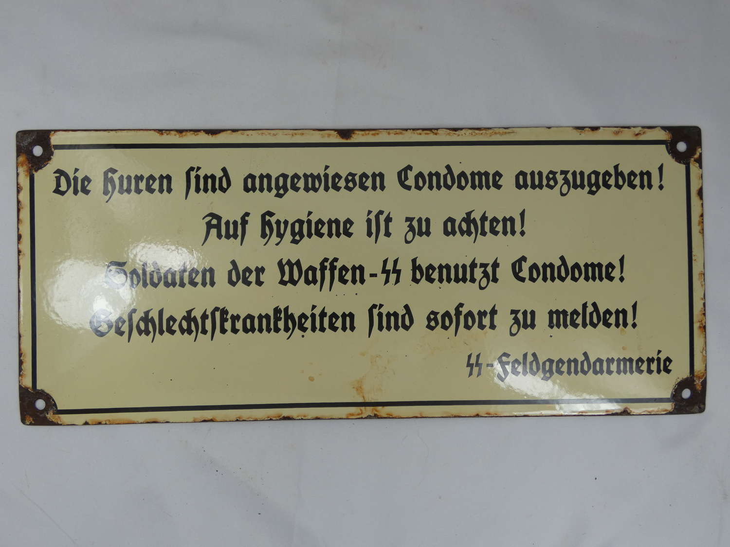 WW2 German Waffen Warning Sign To Troops