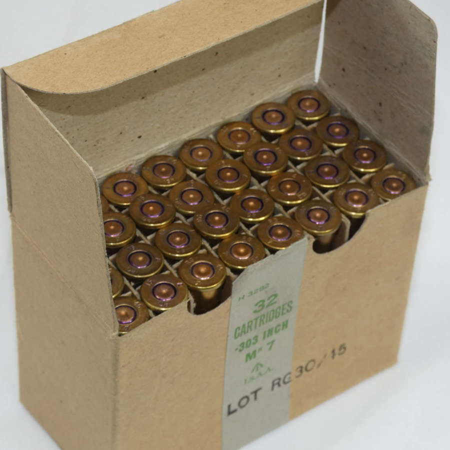 WW2 British Full Box Of 303 - 32 Cartridges, Deactivated