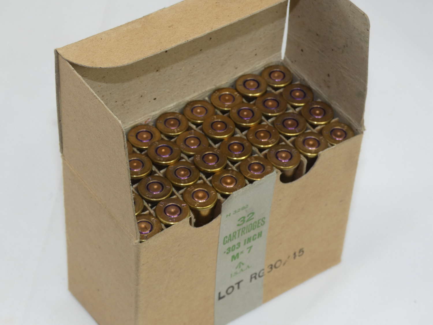 WW2 British Full Box Of 303 - 32 Cartridges, Deactivated