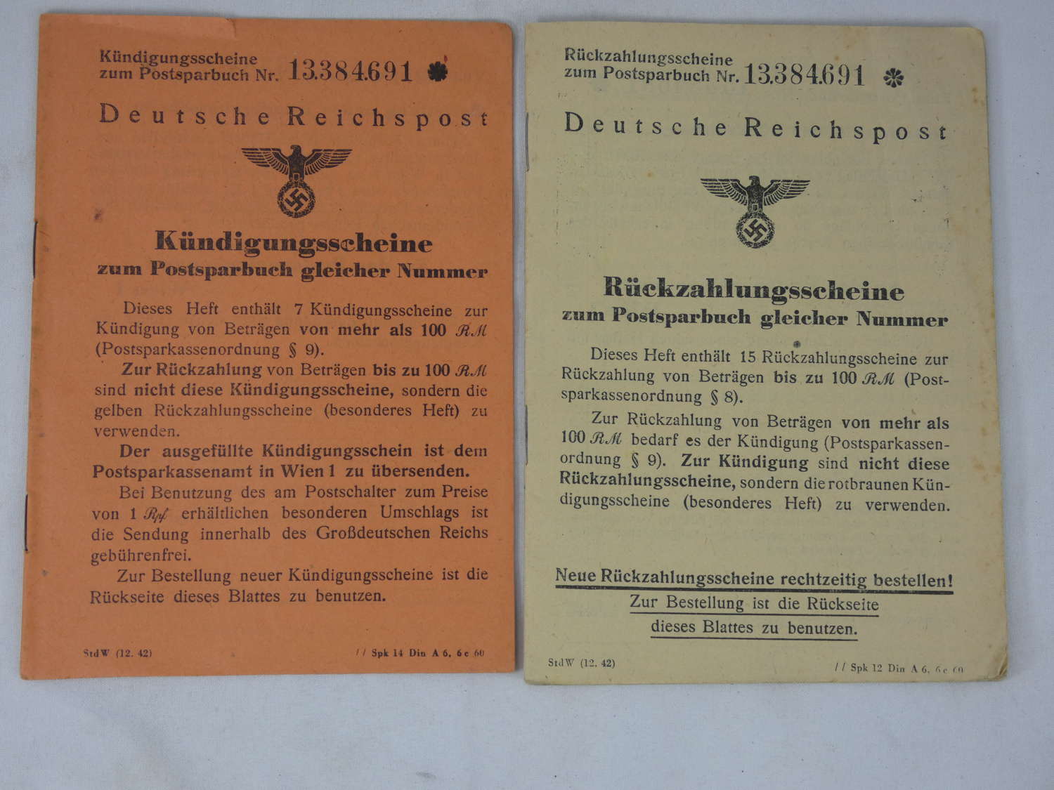 WW2 German Reichspost Bank Books