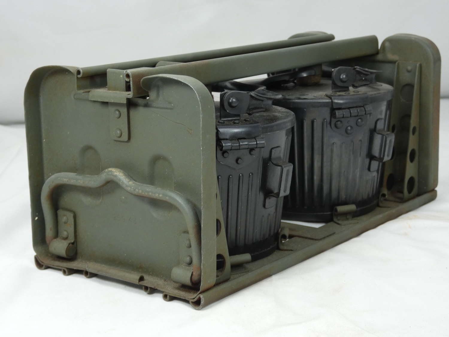 WW2 German MG34/MG42 Drum Magazines And Carrier Dated 1942