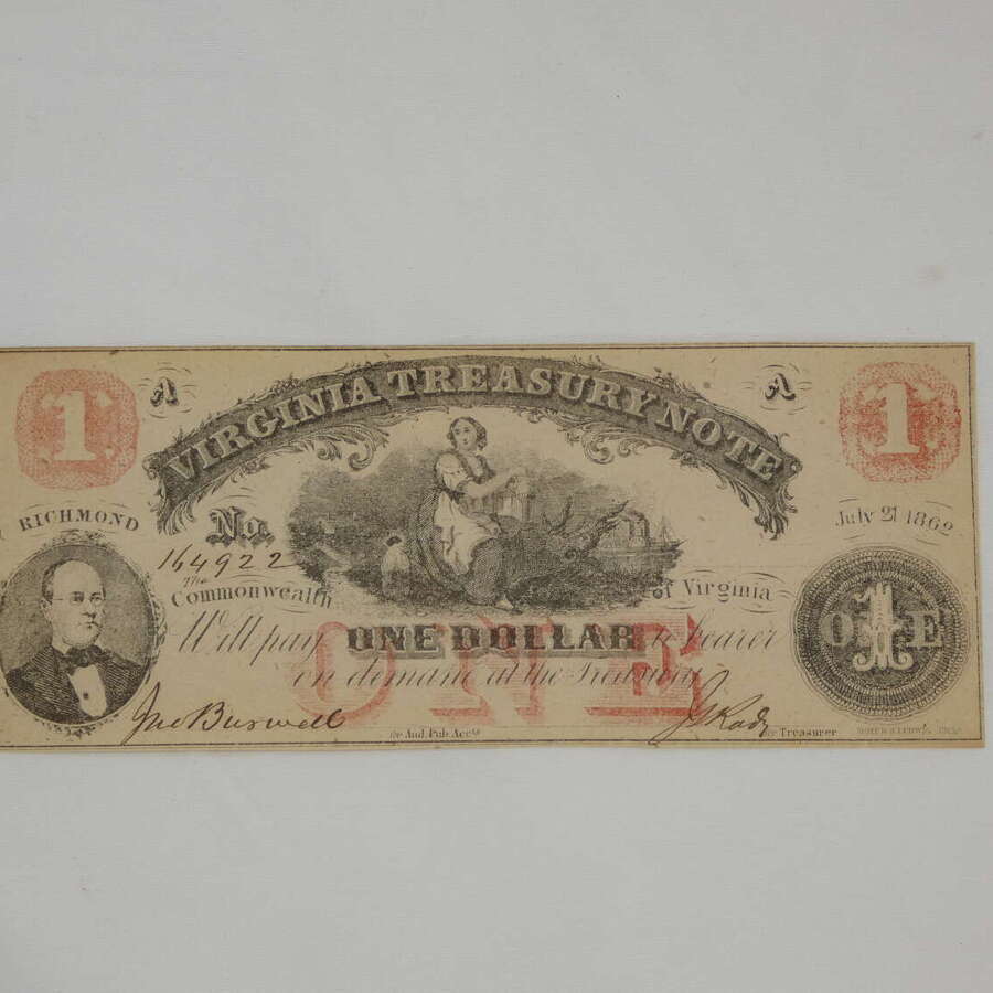 American One Dollar Note From The Civil War