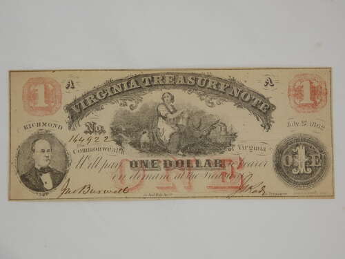 American One Dollar Note From The Civil War