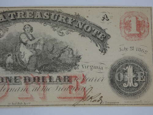 American One Dollar Note From The Civil War
