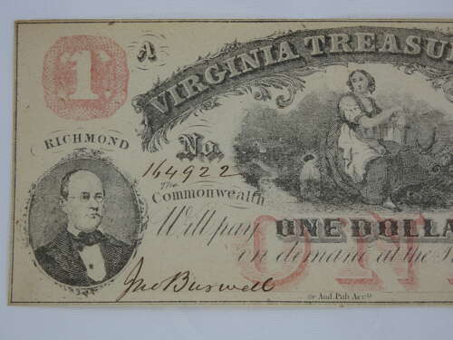 American One Dollar Note From The Civil War