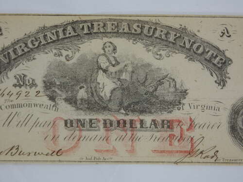 American One Dollar Note From The Civil War