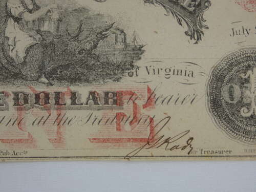 American One Dollar Note From The Civil War