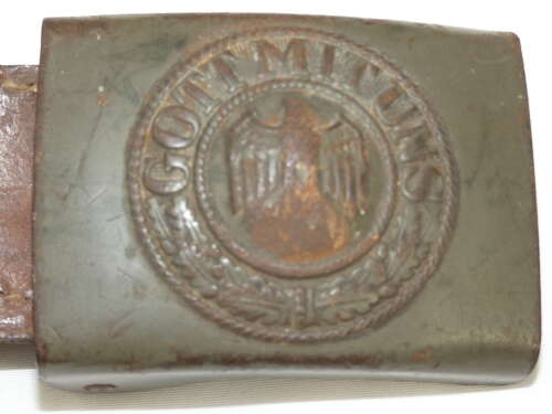 WW2 German Belt Buckle And Leather Tab