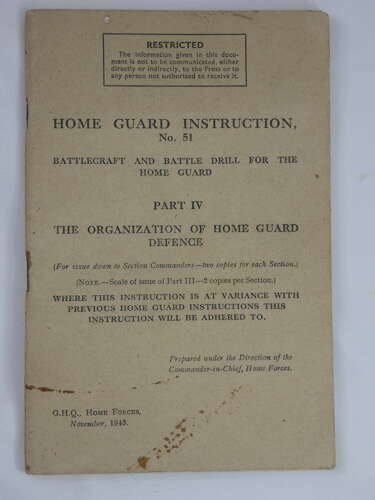 WW2 British Home Guard Battle Drill And Defence Booklet