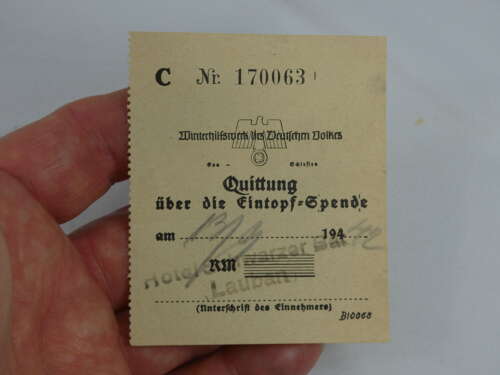 WW2 German Eintopfsonntag Stew Ration Receipt