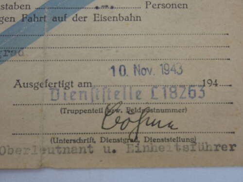 WW2 German Army Railway Ticket
