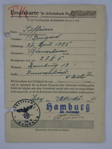 WW2 German Workers Book