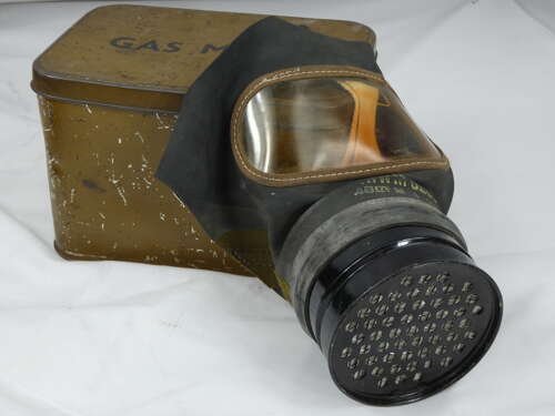 WW2 British Gas Mask And Tin