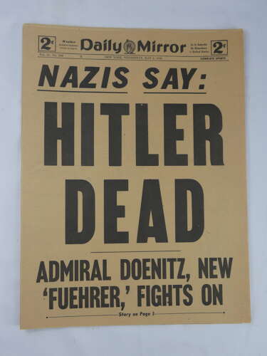 WW2 Daily Mirror, Hitler Dead