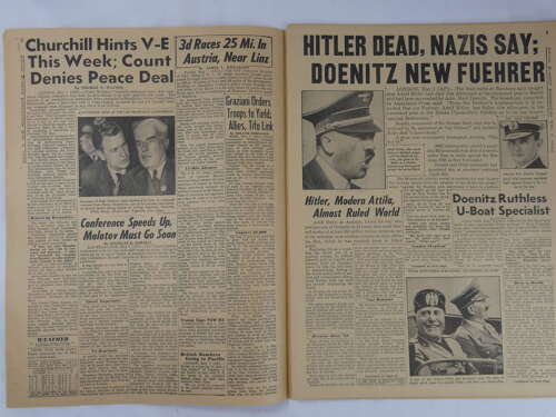 WW2 Daily Mirror, Hitler Dead