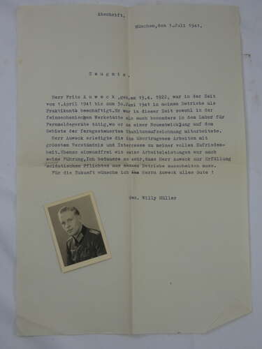 WW2 German Typed Letter And Photo